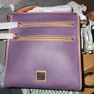 New Dooney and Bourke Peyton triple zip crossbody bag in Plum
